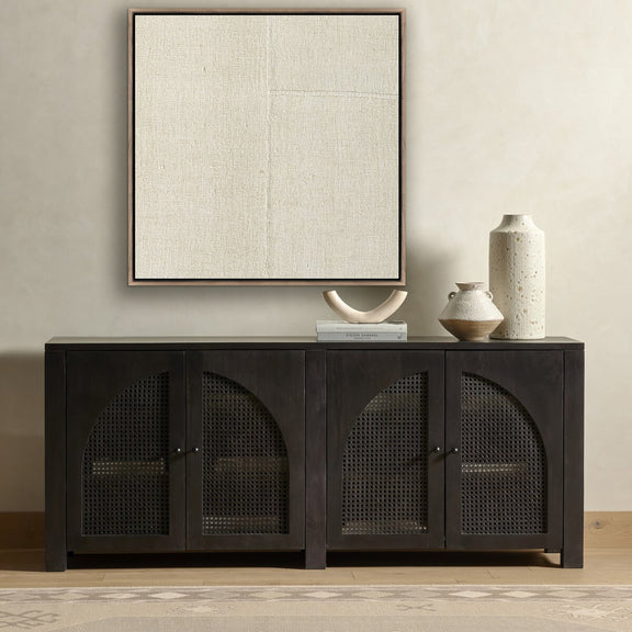 Beige No. 1 by Karen Covey - Rustic Walnut Floater