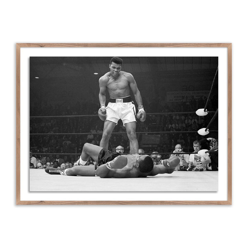 Muhammad Ali Taunting Sonny Liston by Getty Images - Rustic Walnut