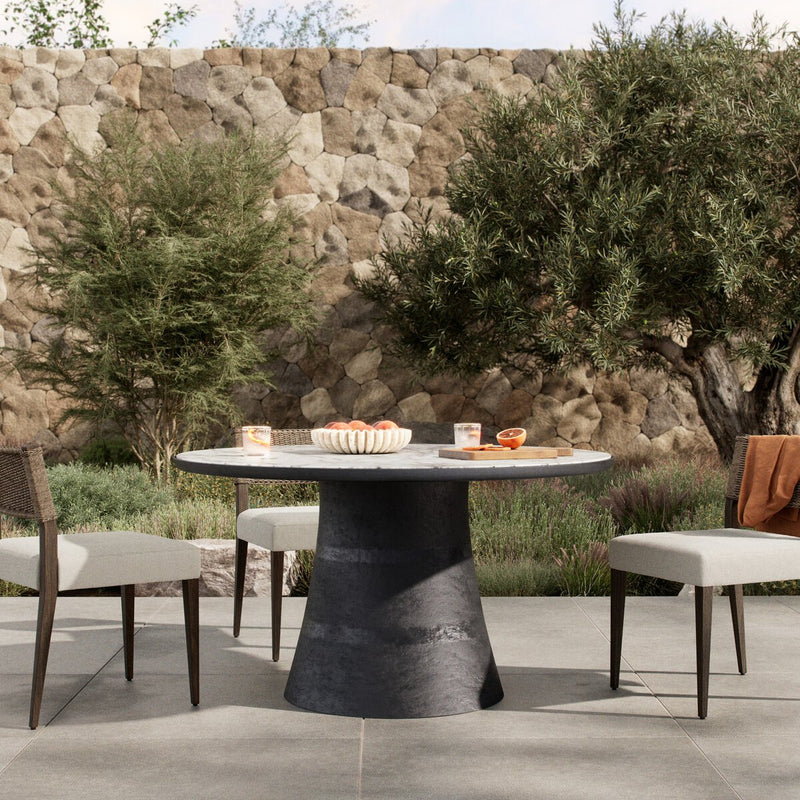Balboa Outdoor Dining Table - Veined White Marble