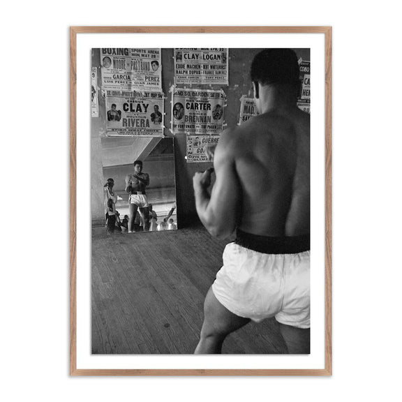 Cassius Clay Watching Himself In A Mirror - Rustic Walnut