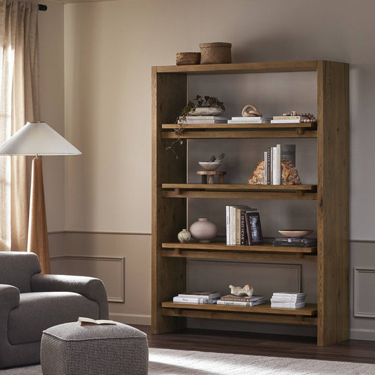 Theodore Bookcase - Rustic Amber Oak Veneer