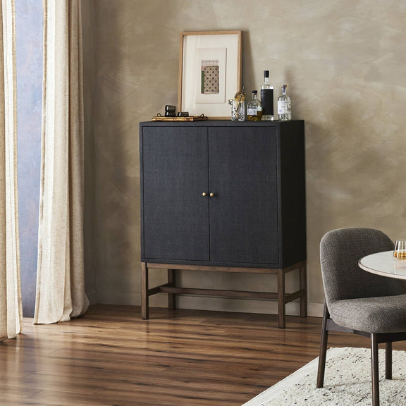 Fiona Bar Cabinet - Black Raffia