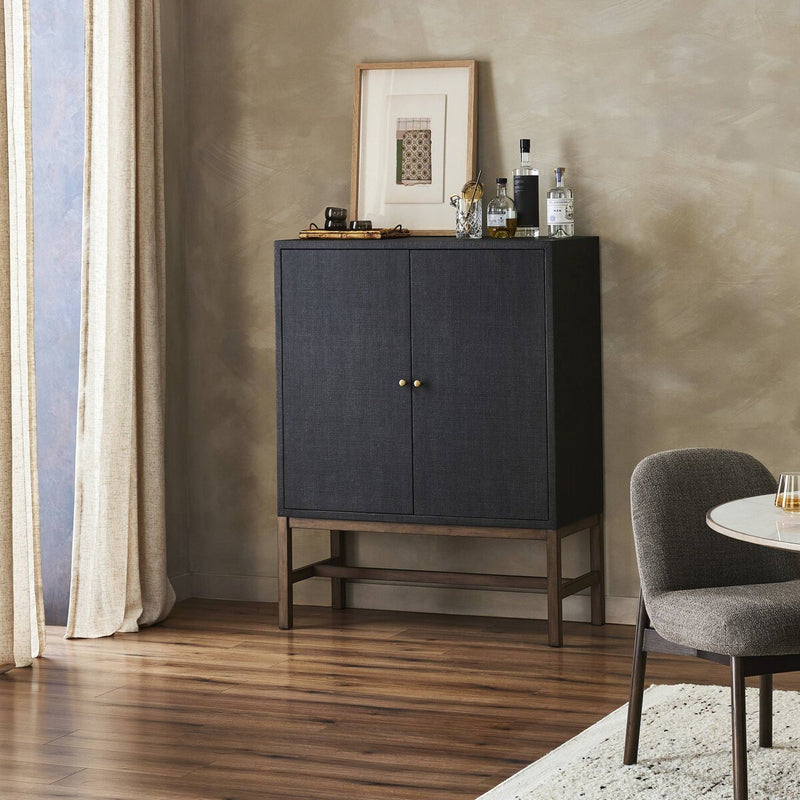 Fiona Bar Cabinet - Black Raffia