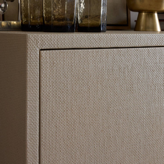 Fiona Bar Cabinet - Ivory Painted Raffia