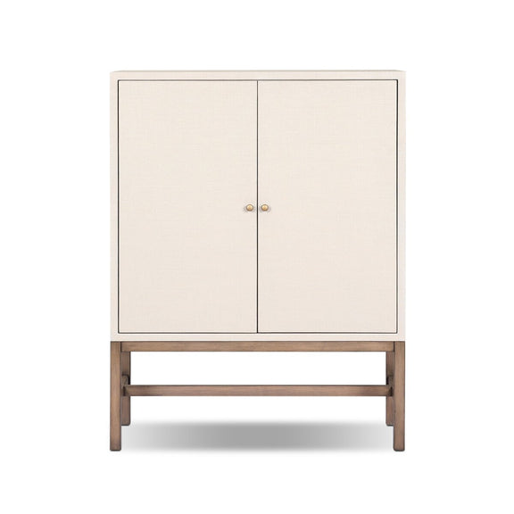 Fiona Bar Cabinet - Ivory Painted Raffia