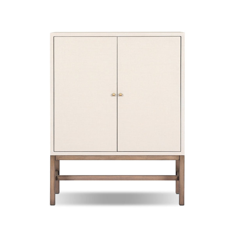 Fiona Bar Cabinet - Ivory Painted Raffia