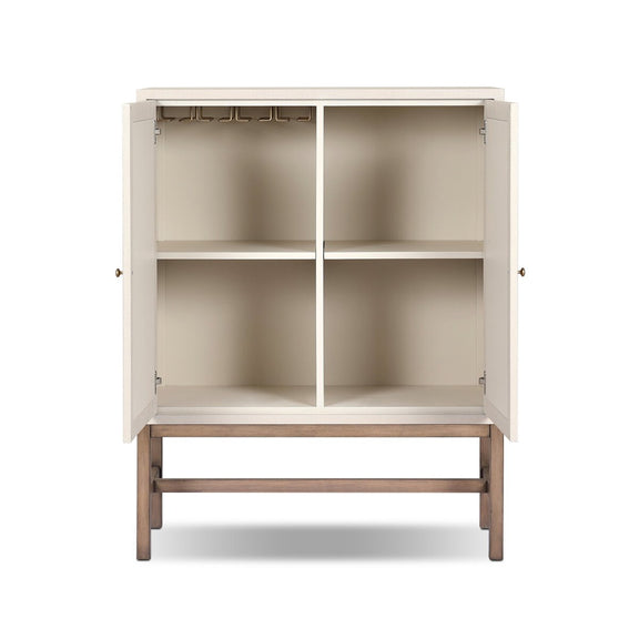Fiona Bar Cabinet - Ivory Painted Raffia