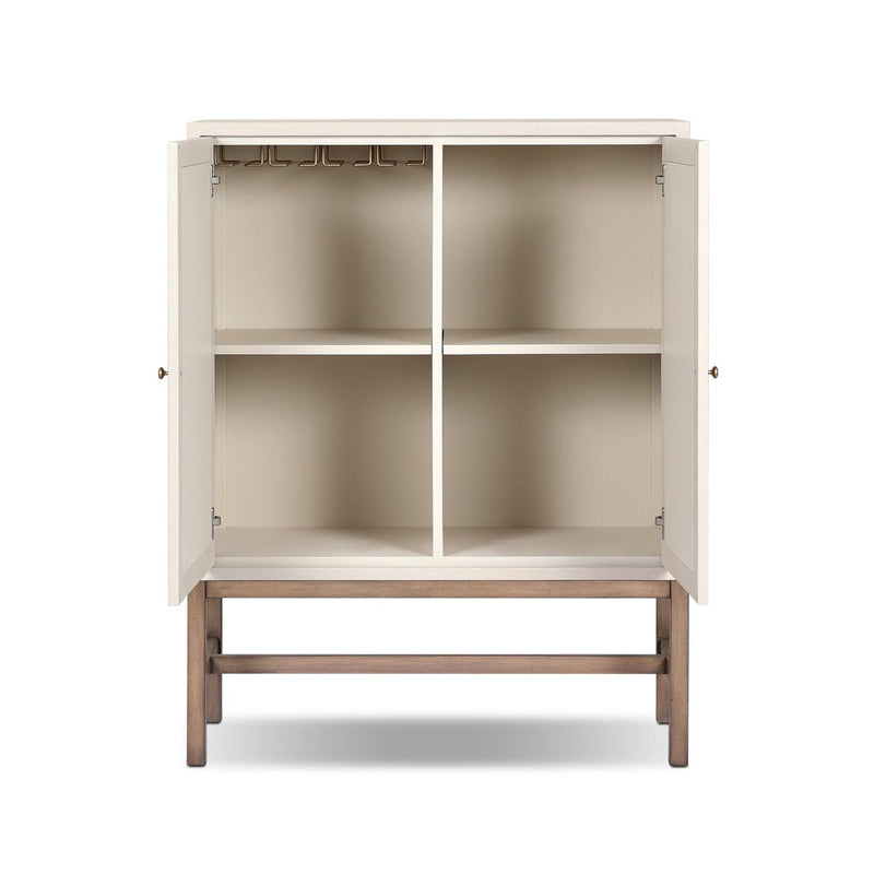 Fiona Bar Cabinet - Ivory Painted Raffia
