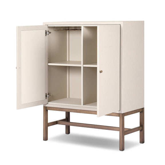 Fiona Bar Cabinet - Ivory Painted Raffia