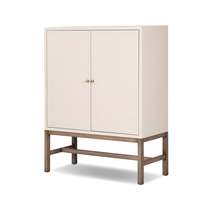 Fiona Bar Cabinet - Ivory Painted Raffia