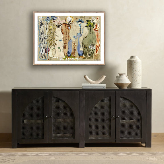Blue Eyed Snake Woman by Caroline Pinney - Rustic Walnut