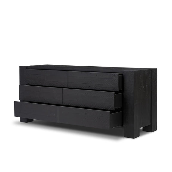 Perot 6 Drawer Dresser - Aged Black Pine