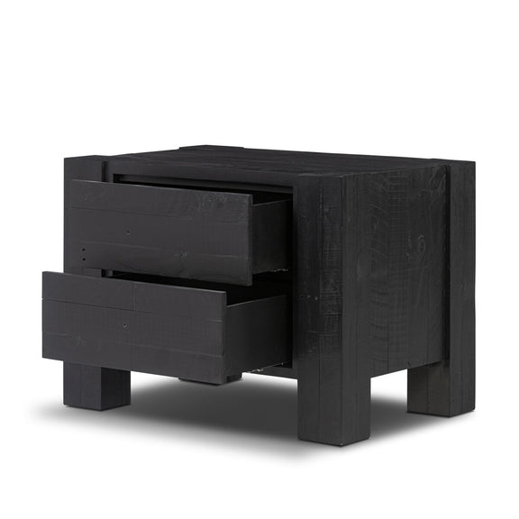 Perot Nightstand - Aged Black Pine