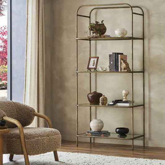 Swinton Bookcase - Hammered Aged Brass