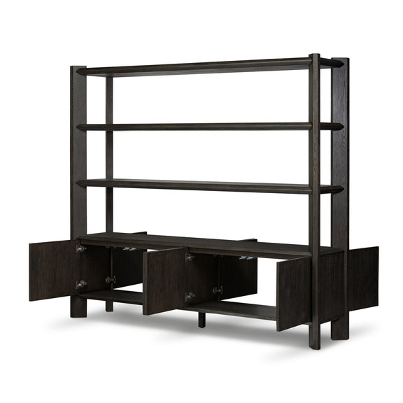 Orwin Wide Bookshelf - Smoked Black Oak