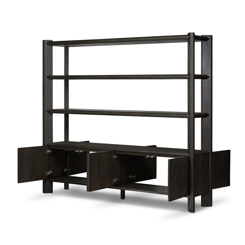 Orwin Wide Bookshelf - Smoked Black Oak