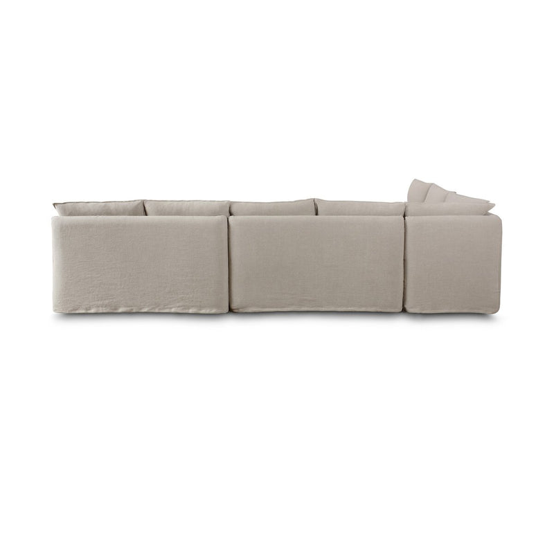 Andre Slipcover Dining Banquette L-Shape - Broadway Stone