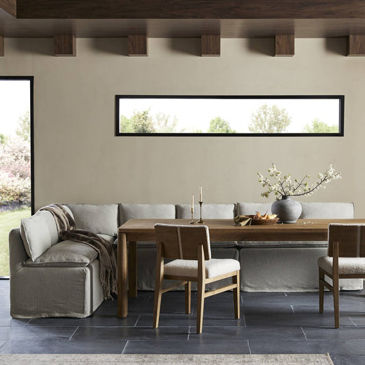Andre Slipcover Dining Banquette L-Shape - Broadway Stone
