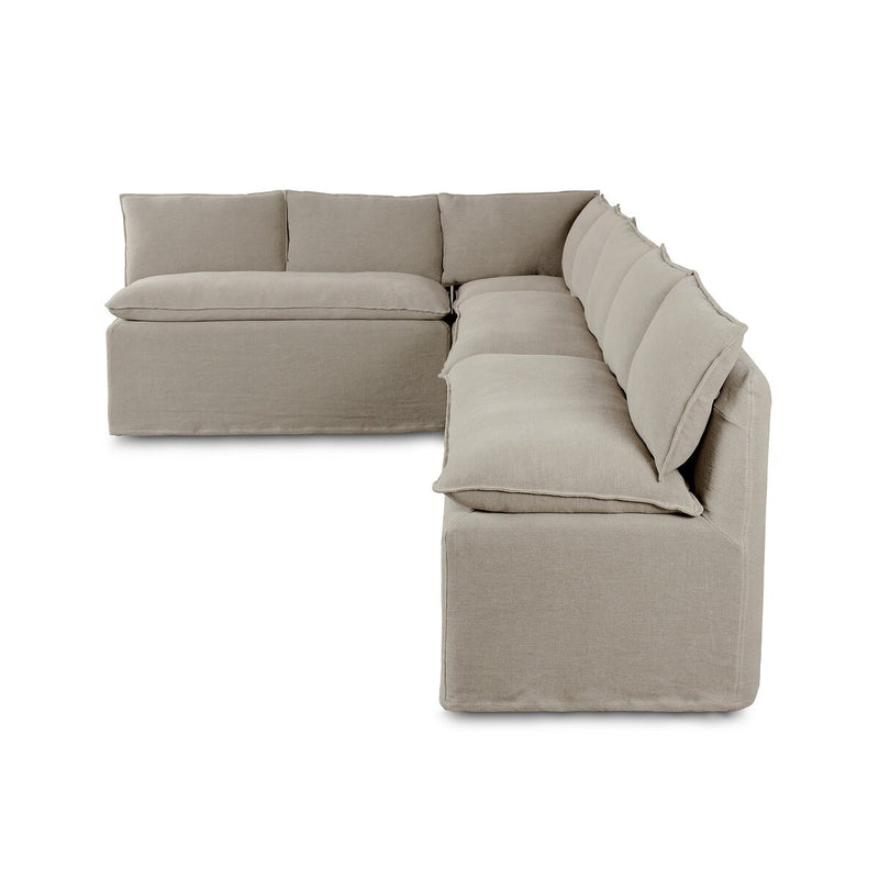 Andre Slipcover Dining Banquette L-Shape - Broadway Stone