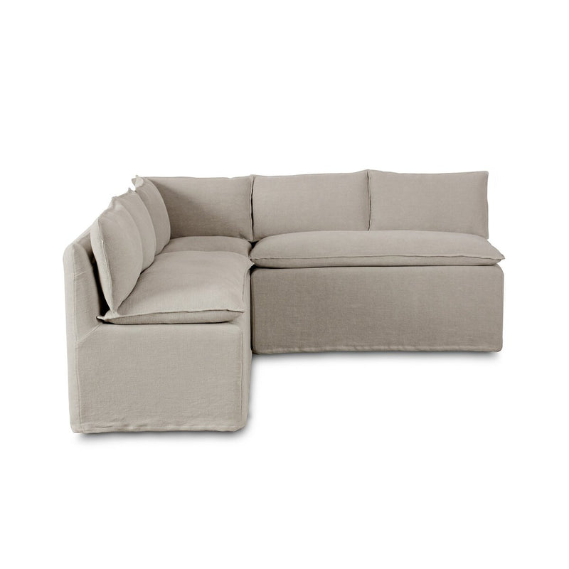 Andre Slipcover Dining Banquette L-Shape - Broadway Stone