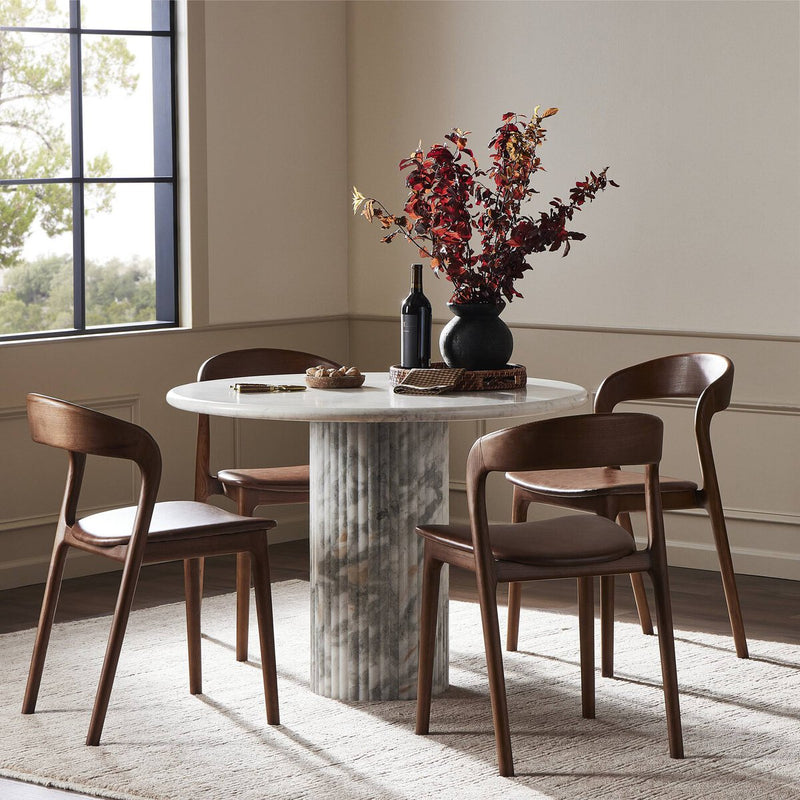 Oranda Round Dining Table 42" - Polished White Marble