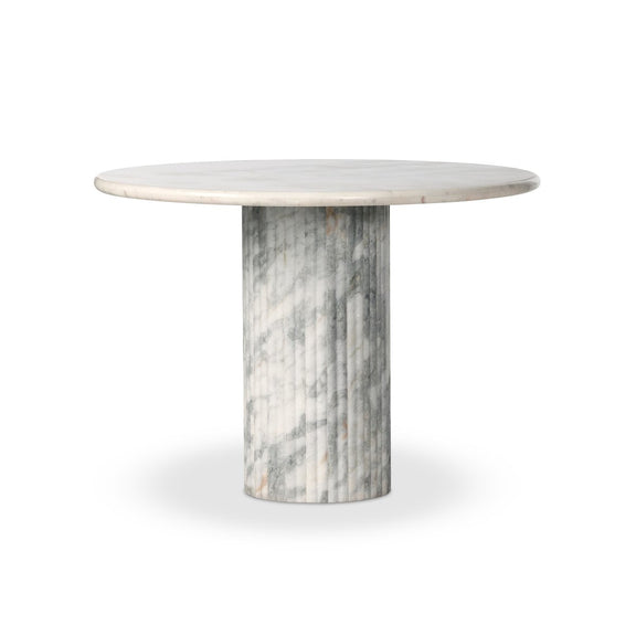 Oranda Round Dining Table 42" - Polished White Marble