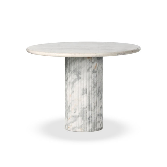 Oranda Round Dining Table 42" - Polished White Marble