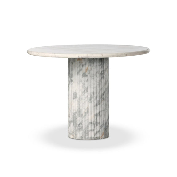 Oranda Round Dining Table 42" - Polished White Marble