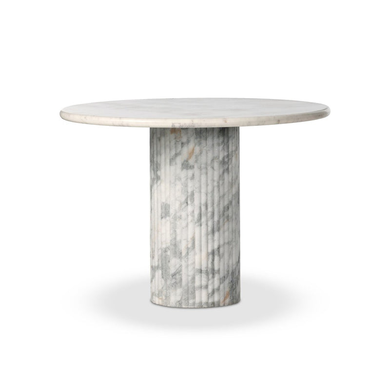 Oranda Round Dining Table 42" - Polished White Marble