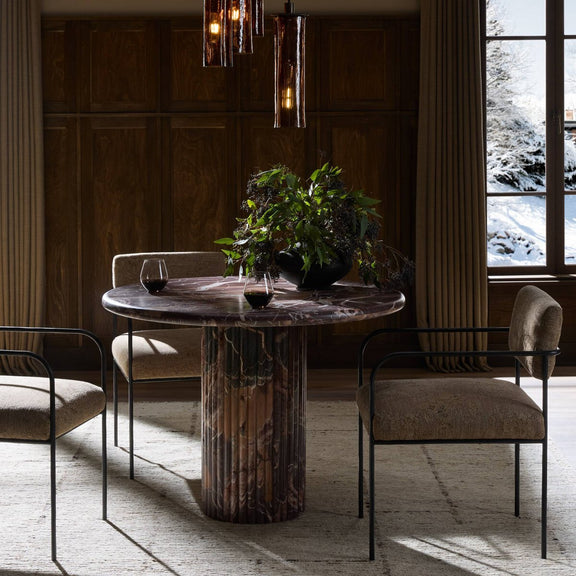 Oranda Round Dining Table 42" - Merlot Marble