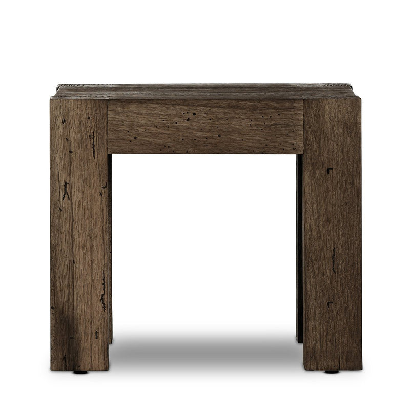 Abaso End Table - Ebony Rustic Wormwood Oak