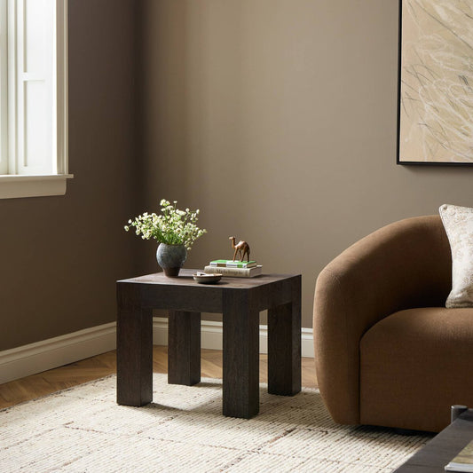 Abaso End Table - Ebony Rustic Wormwood Oak