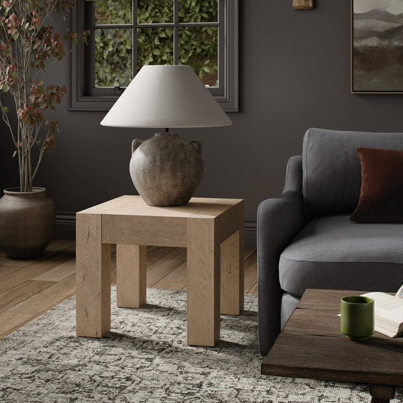 Abaso End Table - Whitewash Rustic Wormwood Oak
