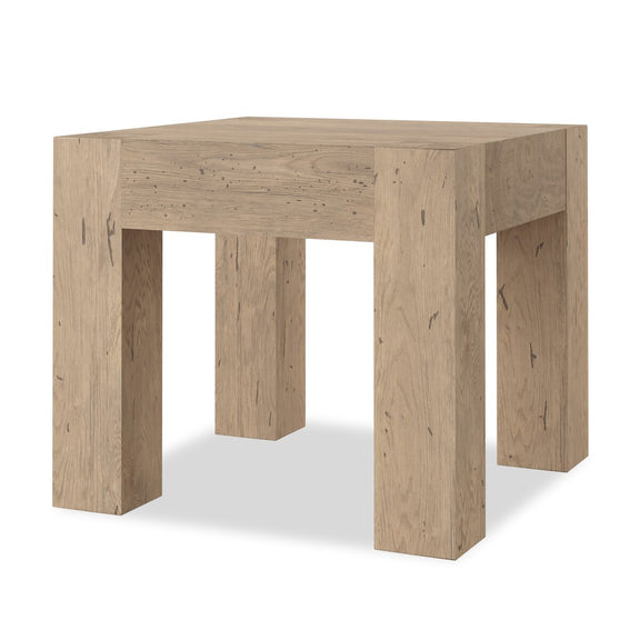 Abaso End Table - Whitewash Rustic Wormwood Oak