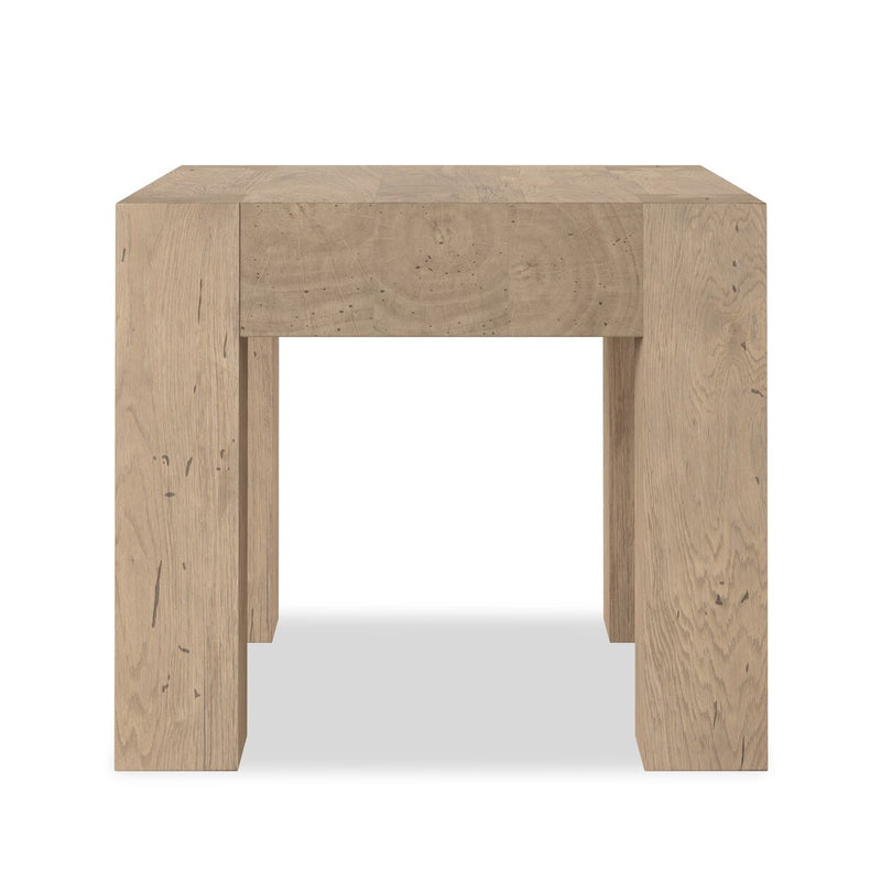 Abaso End Table - Whitewash Rustic Wormwood Oak