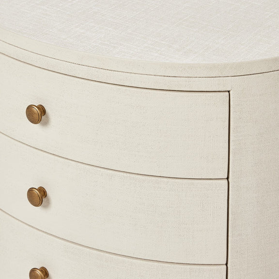 Amelia Oval Nightstand - Ivory Painted Linen