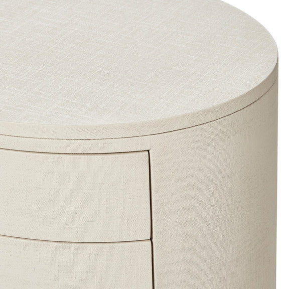 Amelia Oval Nightstand - Ivory Painted Linen