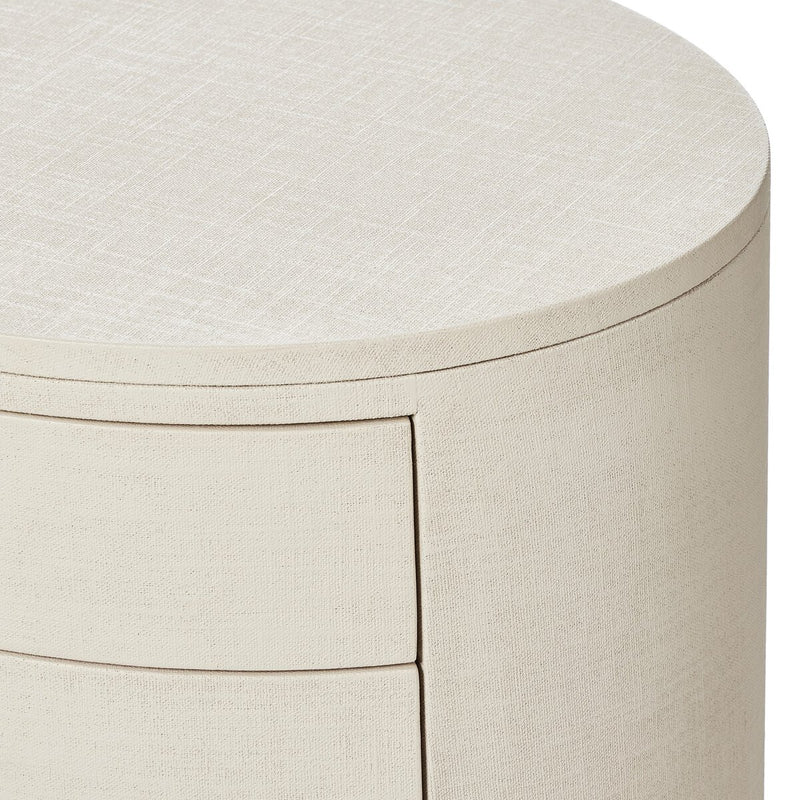 Amelia Oval Nightstand - Ivory Painted Linen