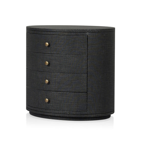 Amelia Oval Nightstand - Black Linen