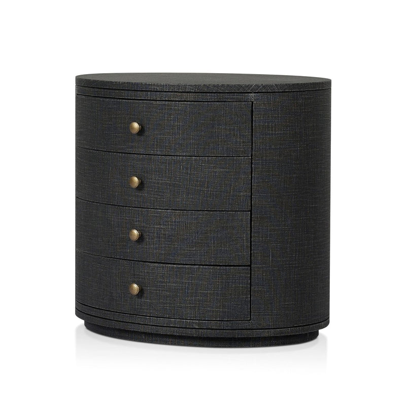 Amelia Oval Nightstand - Black Linen