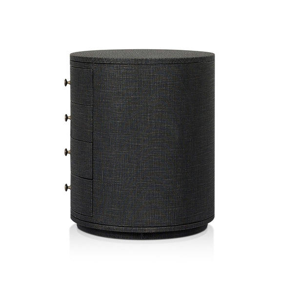 Amelia Oval Nightstand - Black Linen