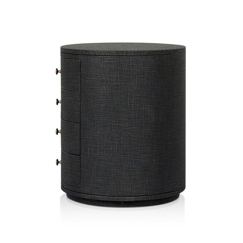 Amelia Oval Nightstand - Black Linen