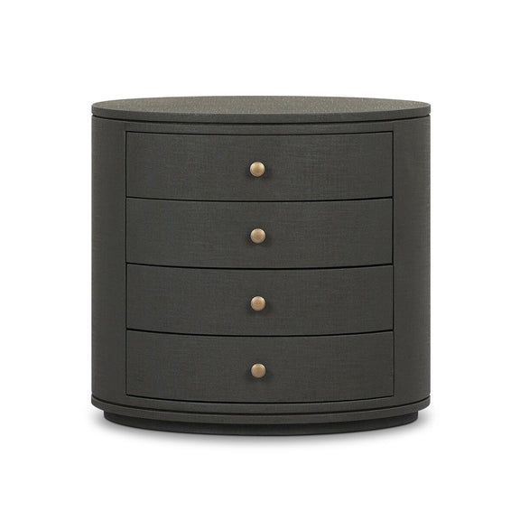 Amelia Oval Nightstand - Dark Green Lacquered Linen