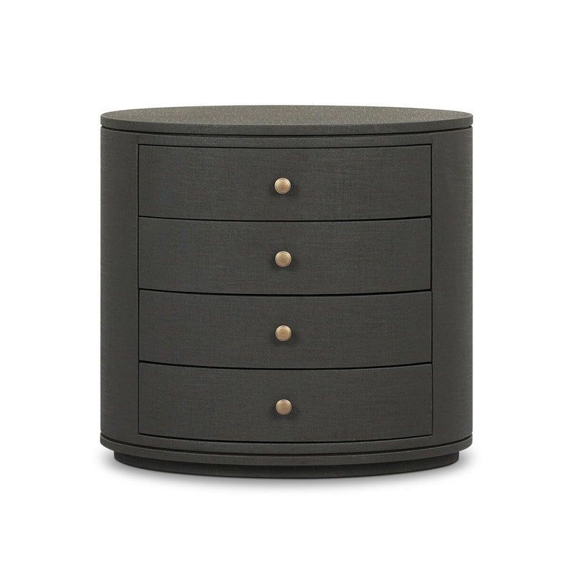 Amelia Oval Nightstand - Dark Green Lacquered Linen