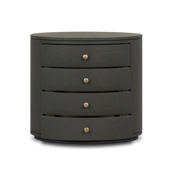 Amelia Oval Nightstand - Dark Green Lacquered Linen