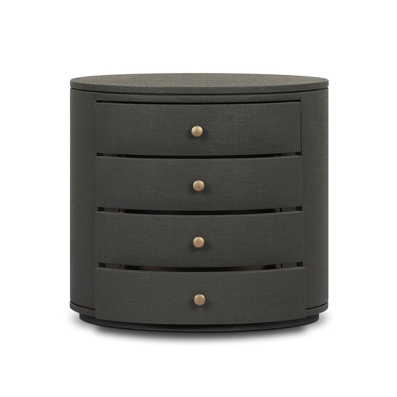 Amelia Oval Nightstand - Dark Green Lacquered Linen