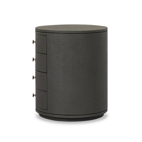 Amelia Oval Nightstand - Dark Green Lacquered Linen