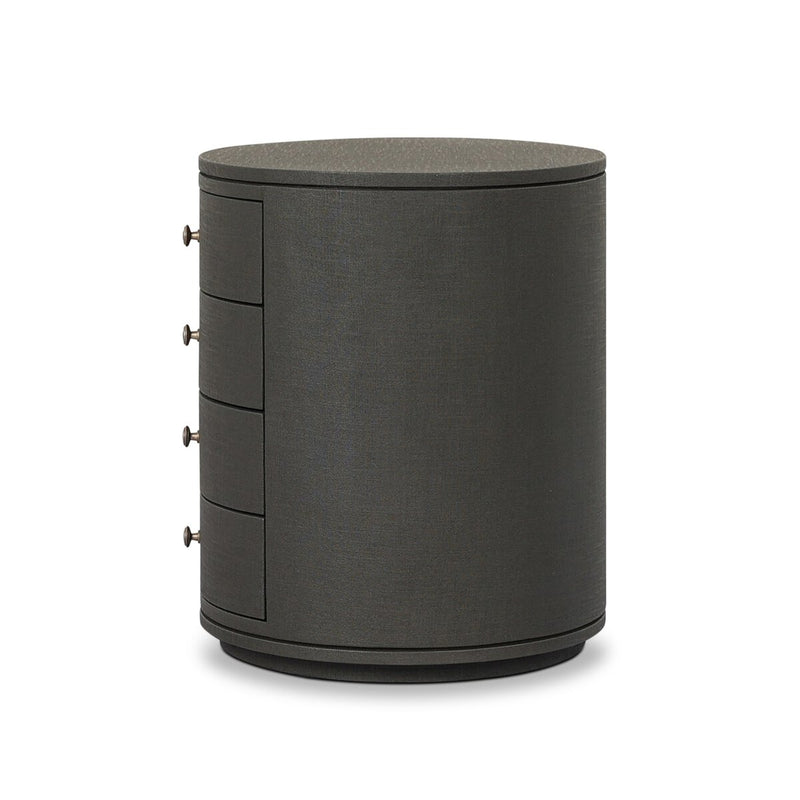 Amelia Oval Nightstand - Dark Green Lacquered Linen