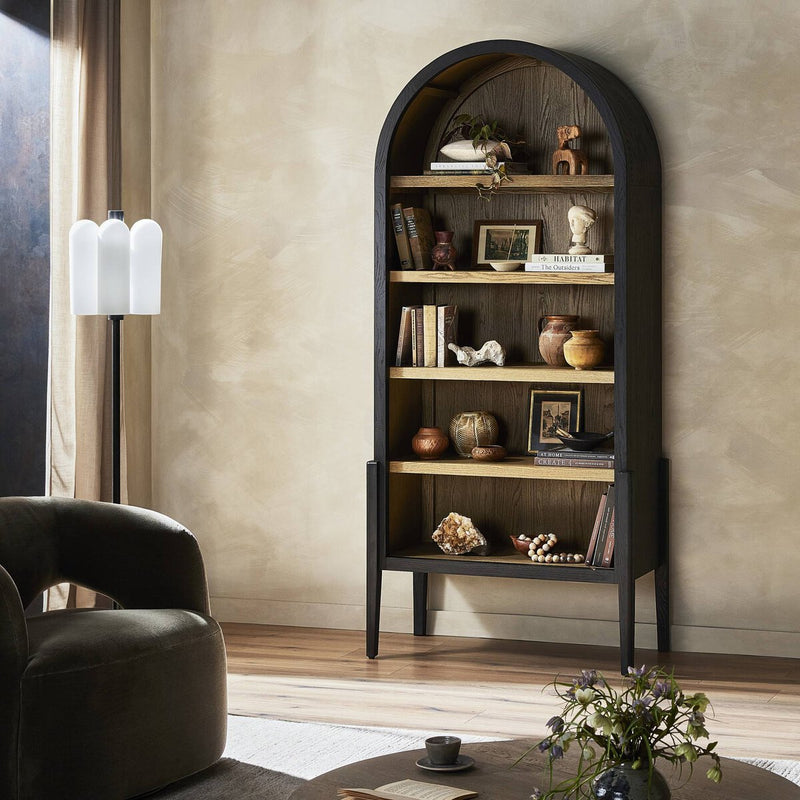 Tolle Bookcase - Drifted Matte Black & Oak Shelves