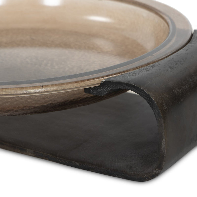 Runa Bowl - Smoked Brown Cast Glass